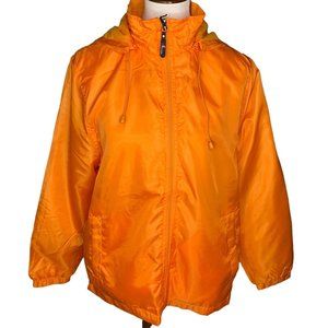 i5 Apparel Full Zip Windbreaker Fleece Lined Jacket Size Large Orange